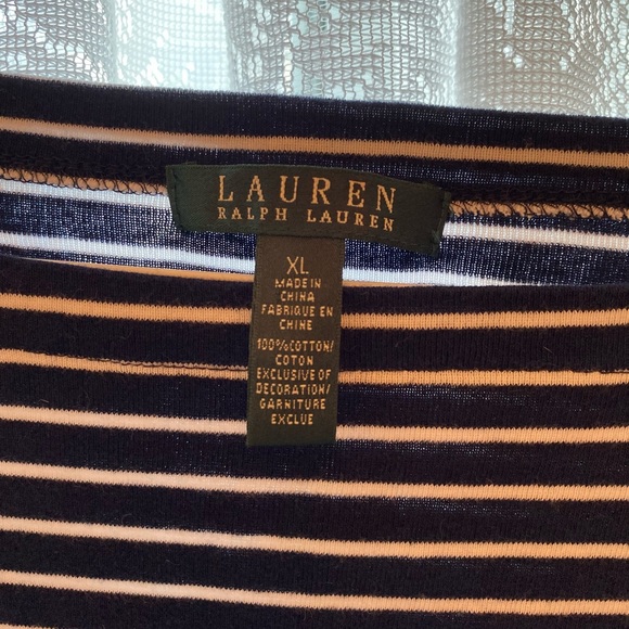 Ralph Lauren Top, boat neck, nautical, navy and white - Picture 2 of 3
